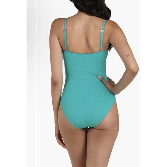 La Blanca Island Goddess One-Piece Swimsuit Calypso Blue Sz 8 NEW $84 MSRP - Picture 2 of 16